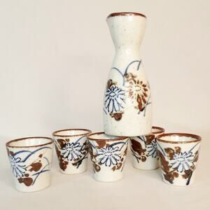 Vintage 70s or 80s Otigiri Merchantile Company Japanese Sake Set Six Piece